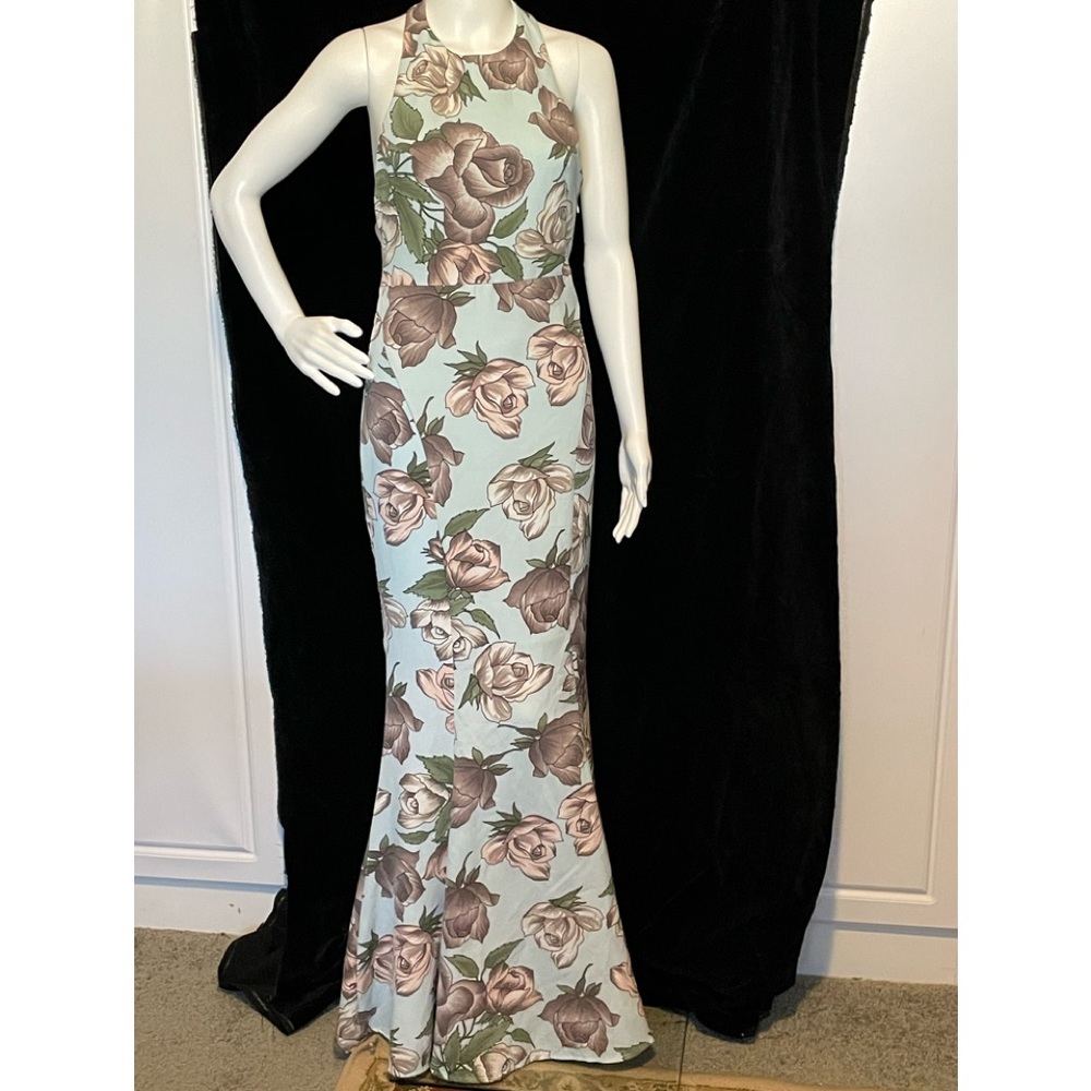 L’TISTE by AMY GREEN FLORAL HALTER MAXI MERMAID DRESS SIZE SMALL